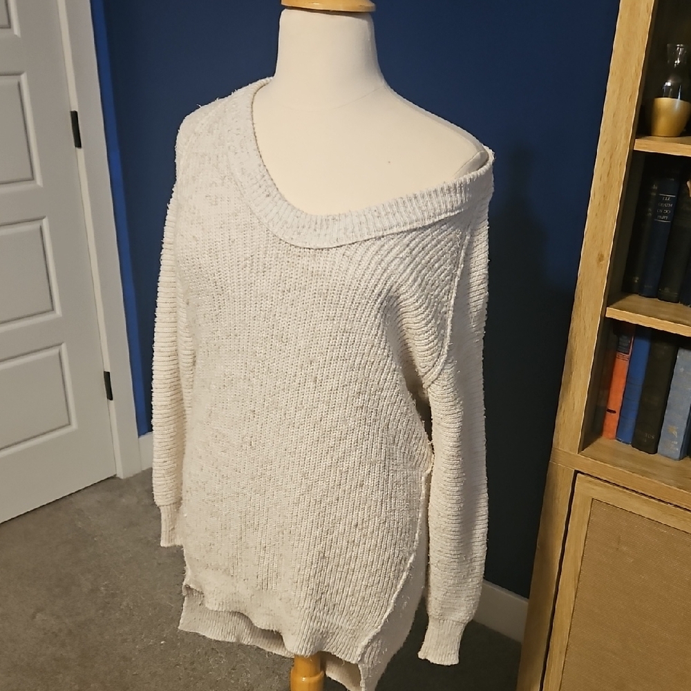 Free People White Off-the-Shoulder Sweater